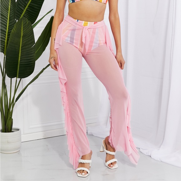 MARINA WEST MESH RUFFLE COVER-UP PANTS TAKE ME TO THE BEACH - Picture 5 of 6